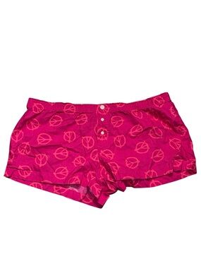 pink peace sign pajama shorts